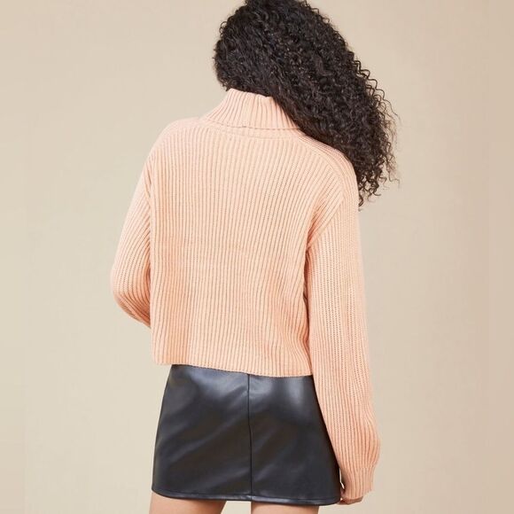 BCBGeneration Peach Turtleneck Sweater | Cozy Knit Pullover | Fall Winter Top S - Picture 5 of 9